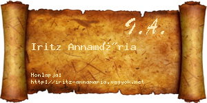 Iritz Annamária névjegykártya